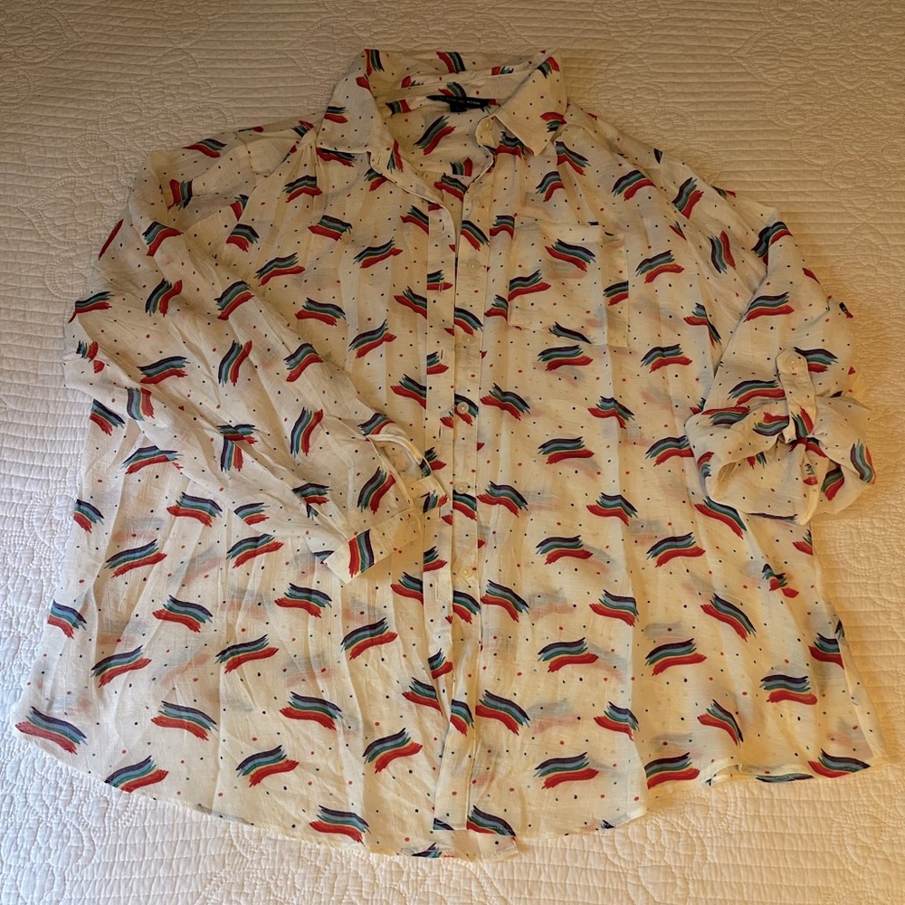 Zac and Rachel rainbow collared button down